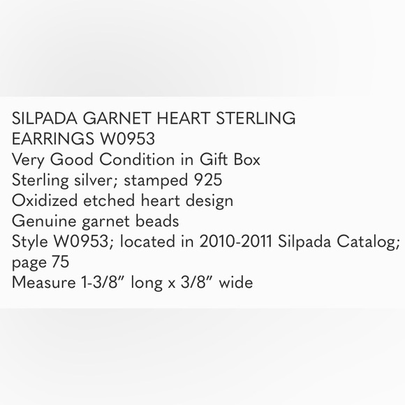 Retired Silpada silver heart dangle earrings - Picture 2 of 2